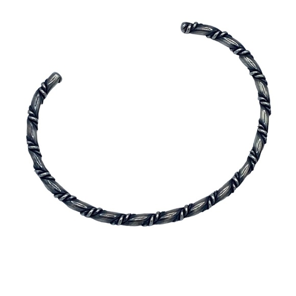 Sterling silver 925 bangle cuff twisted braid 6.5” wrist NA Native American - Picture 2 of 9